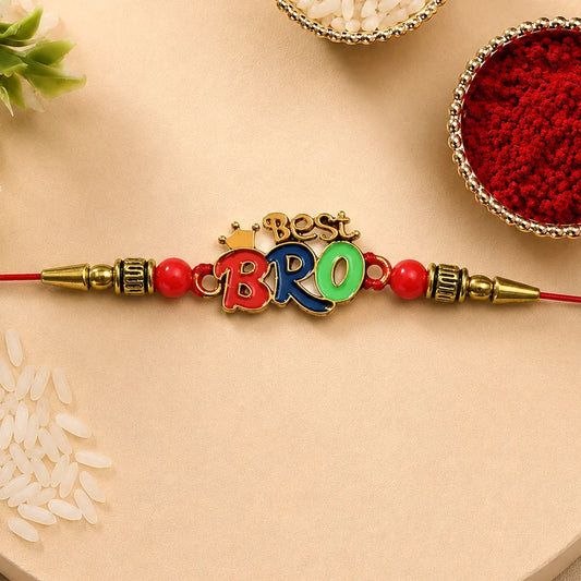 Best Bro Rakhi – Crown Motif with Vibrant Colorful Beads