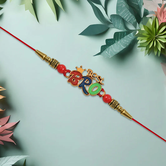 Best Bro Rakhi – Crown Motif with Vibrant Colorful Beads