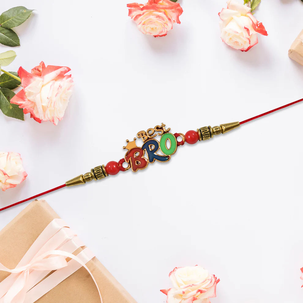Best Bro Rakhi – Crown Motif with Vibrant Colorful Beads